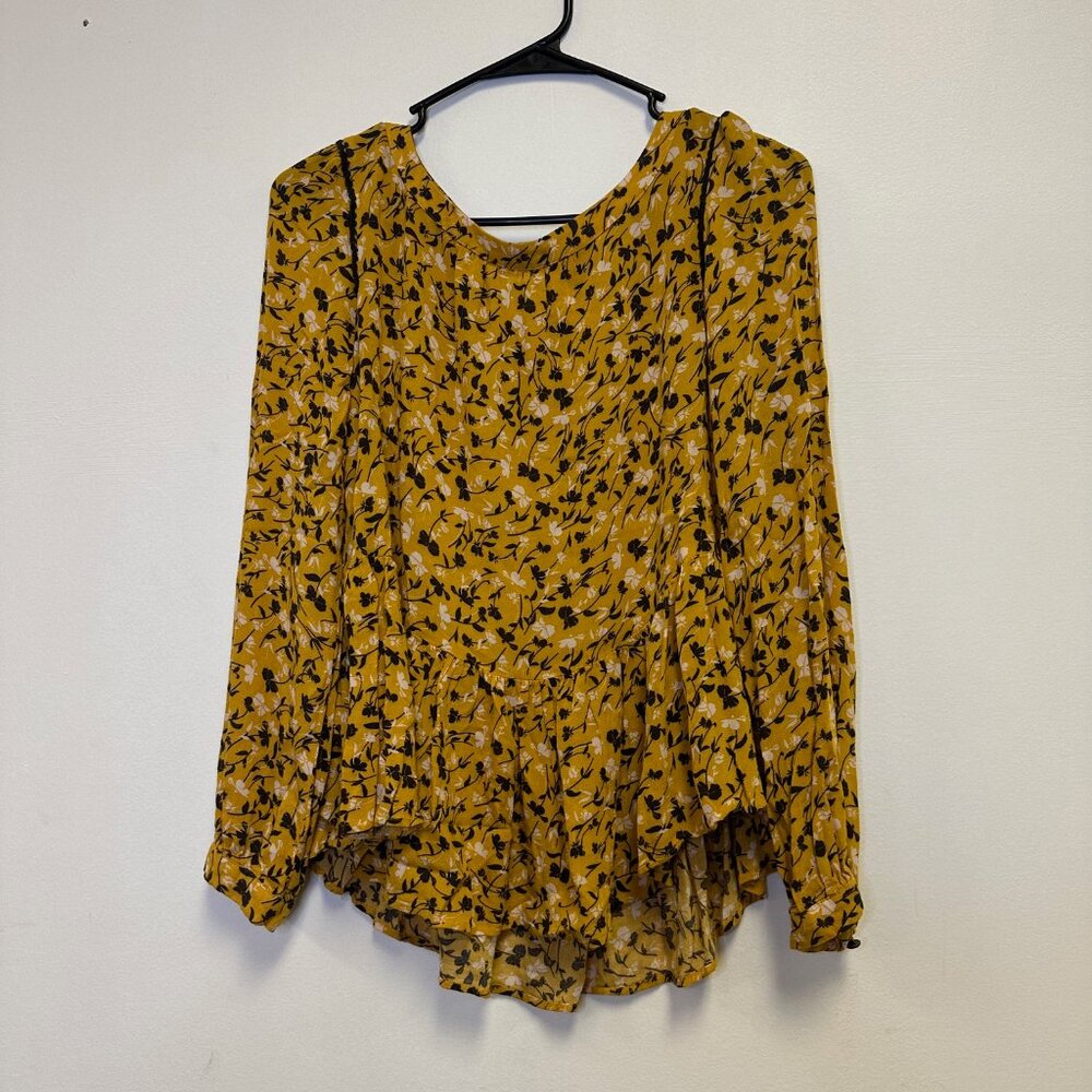 Maeve By Anthropologie Golden Yellow Cheyanne Floral Long Sleeve Blouse Top XS - Picture 5 of 5